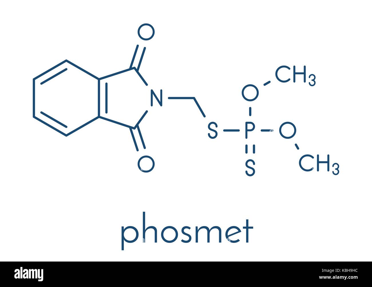 Le phosmet molécule d'insecticides organophosphorés. formule topologique. Illustration de Vecteur