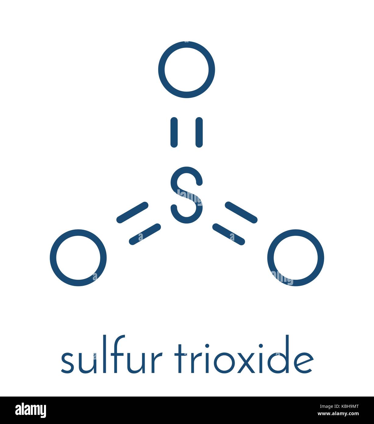 Le trioxyde de soufre des rejets molécule. principal agent de la pluie acide. formule topologique. Illustration de Vecteur