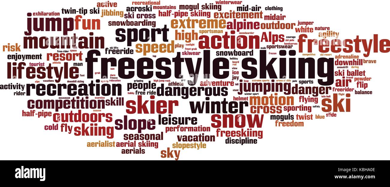 Le ski acrobatique mot concept cloud. vector illustration Illustration de Vecteur