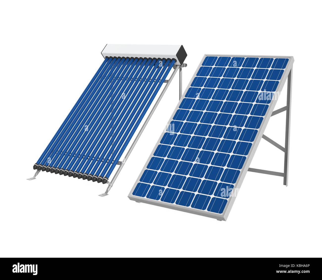 Panneau solaire et la chaleur solaire collecteur Tuyau Banque D'Images