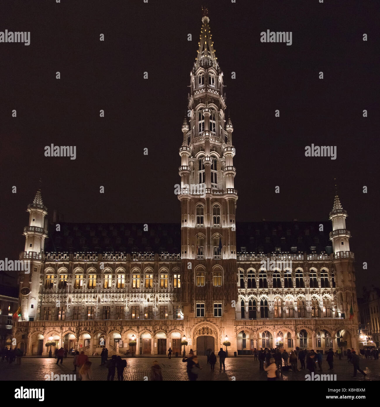 Hôtel de ville de la ville de Bruxelles, Belgique, la nuit. Banque D'Images