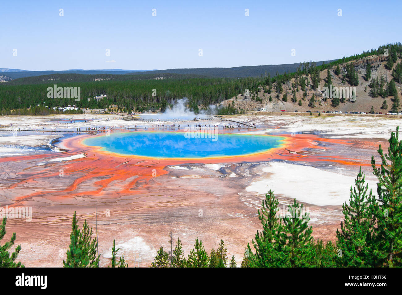 Grand Prismatic Spring dans le parc national de Yellowstone dans le Wyoming, USA. Banque D'Images