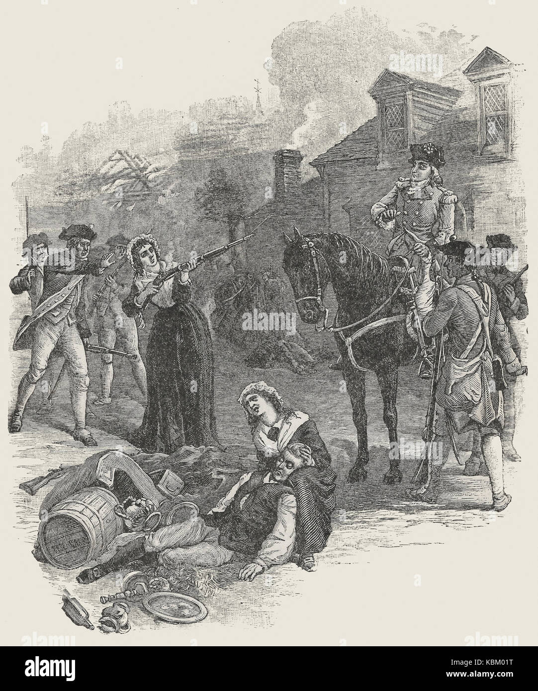 Échappé de Benedict Arnold, lors de la gravure de New London, dans le Connecticut au cours de la Révolution américaine Banque D'Images
