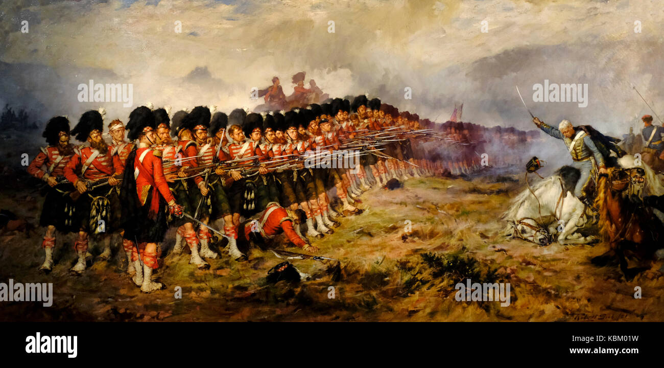 La ligne rouge - Le 93e Régiment à la bataille de Balaclava en 1854 - Robert Gibb, 1881 Banque D'Images