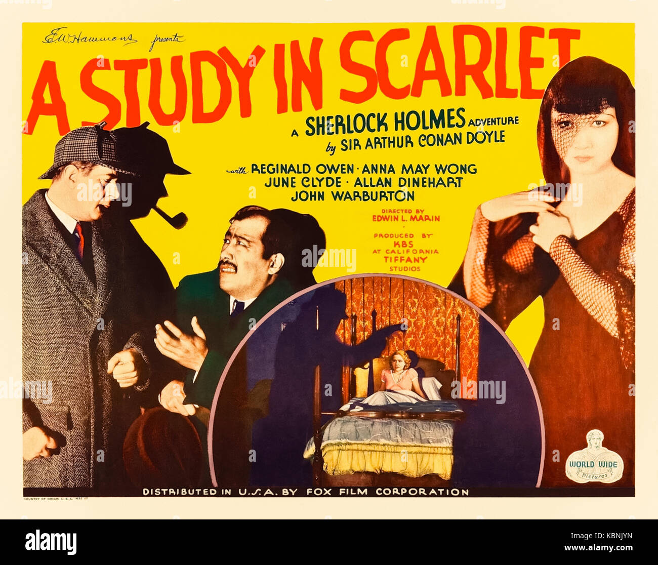'Une étude dans Scarlet' (1933) réalisé par Edwin L. Marin et avec Reginald Owen, Anna May Wong et juin Clyde. Les membres d'une société secrète qui sépare leur richesse entre eux sur la mort start sont cueillis un par un. Banque D'Images