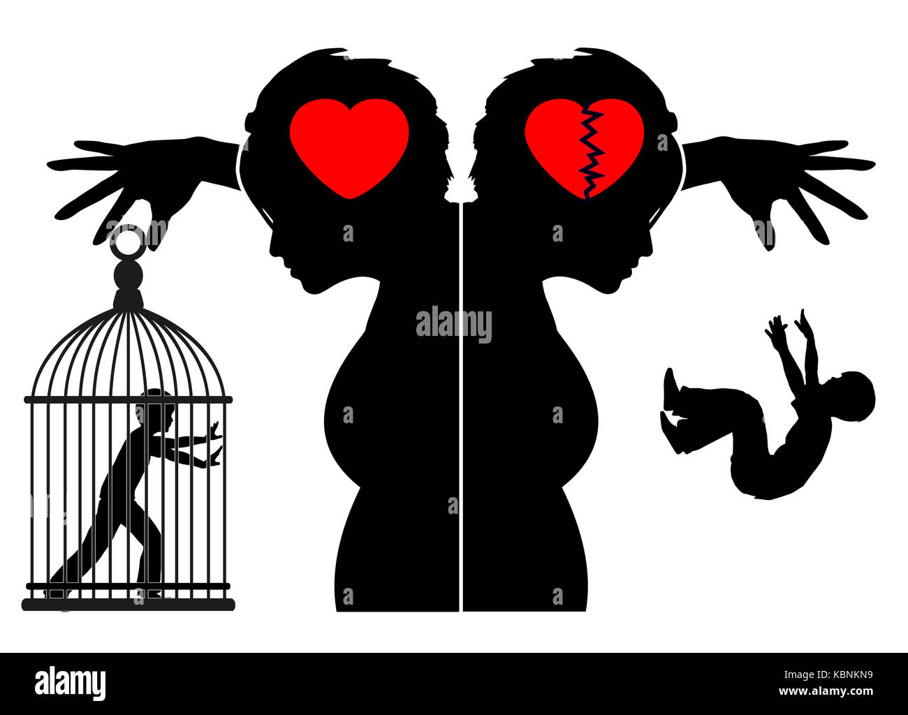 Enfant souffrant de parents schizophrènes d'être aimé et la haine en même temps Banque D'Images