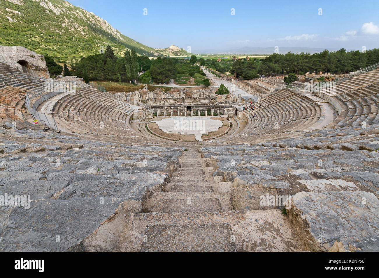Dans l'amphithéâtre les ruines romaines d'Éphèse, en Turquie. Banque D'Images