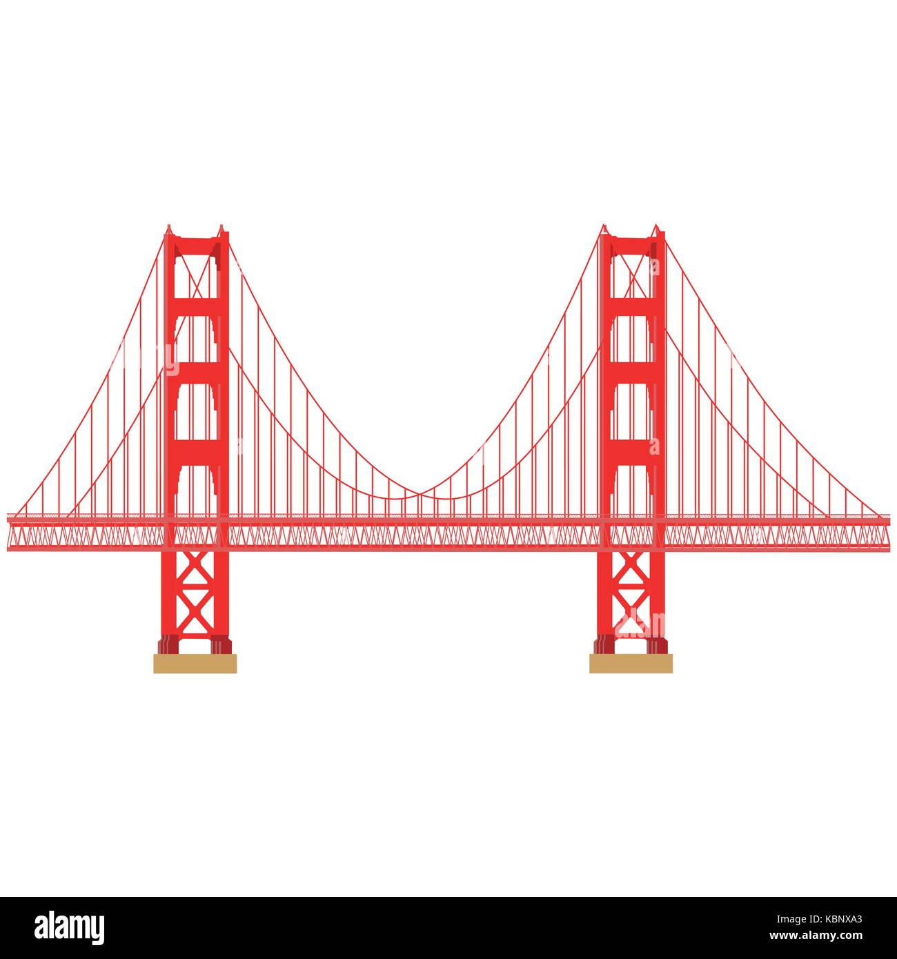 Vector illustration san francisco golden gate bridge symbole isolé sur fond blanc.-nous repère. United States of America. Vue de côté style. Illustration de Vecteur