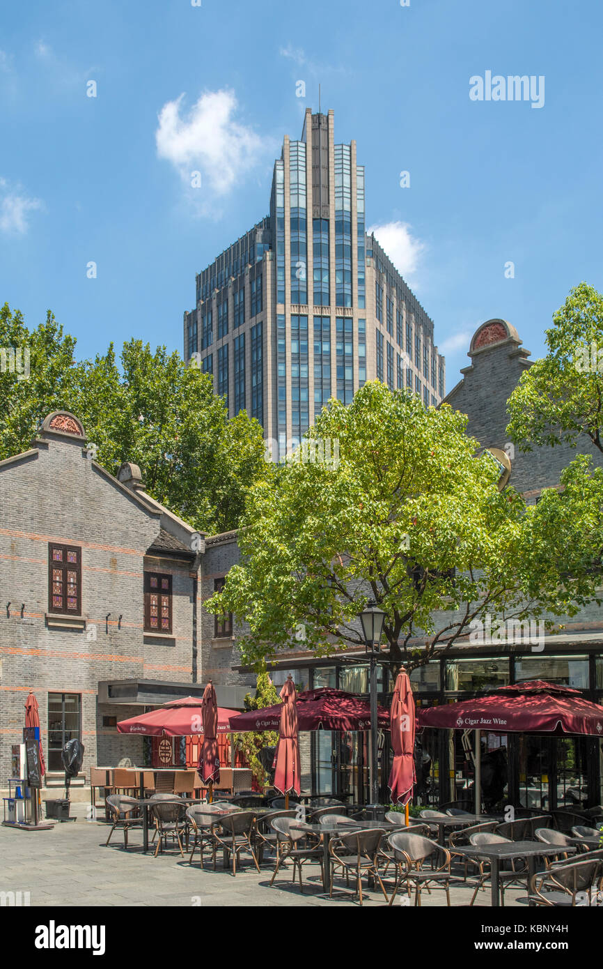 Café de la rue en concession française, Shanghai, Chine Banque D'Images