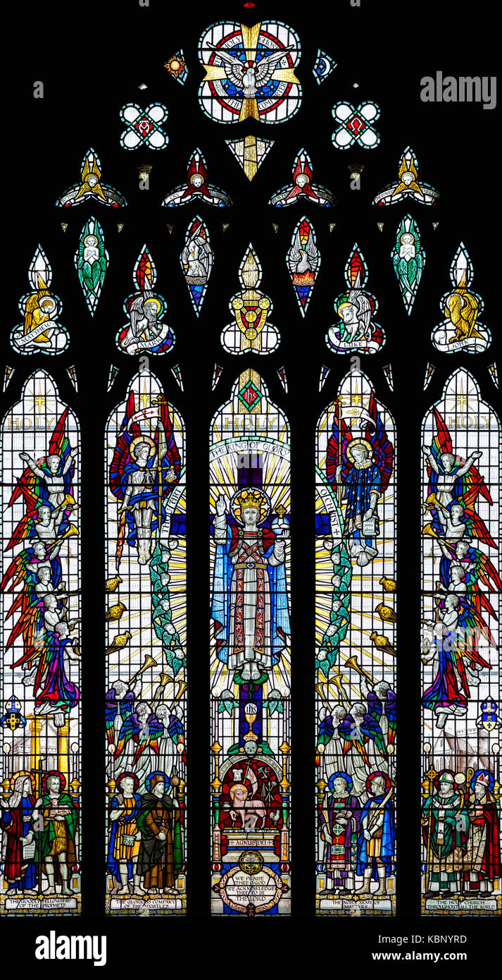 Le Christ ressuscité a reconnu comme "Roi de gloire", de l'Église St-james, Hautes terres, Swansea, Royaume-Uni Banque D'Images