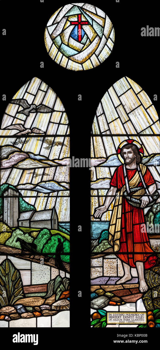 Le Christ comme le Semeur, Église Saint Elidyr, Amroth, Royaume-Uni Banque D'Images