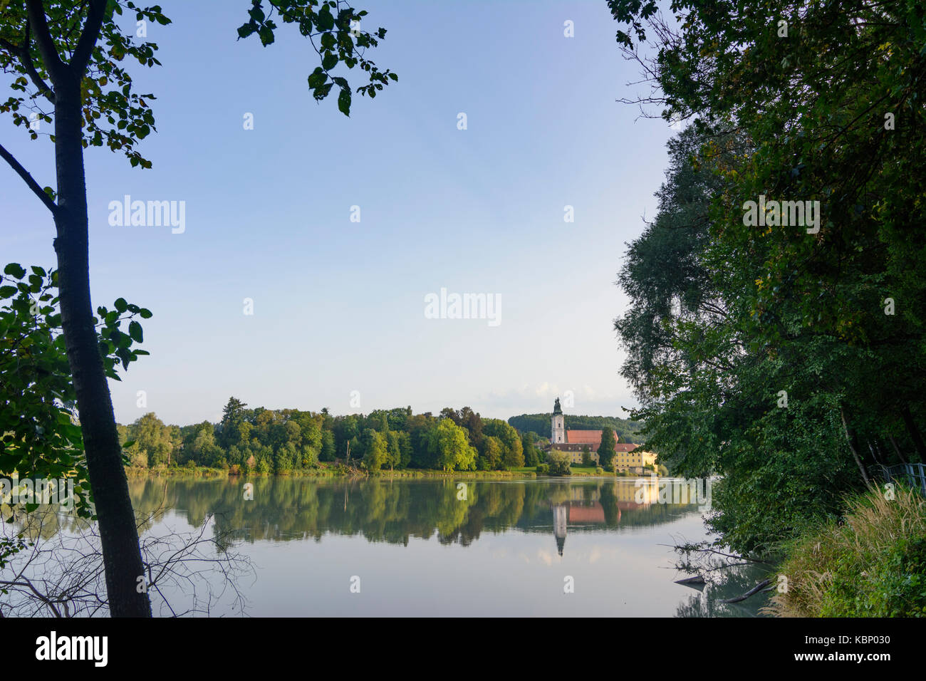 Église du monastère château Schloss Vornbach, River Inn, Neuburg am Inn, Niederbayern, Basse Bavière, Bade-Wurtemberg, Bavière, Allemagne Banque D'Images