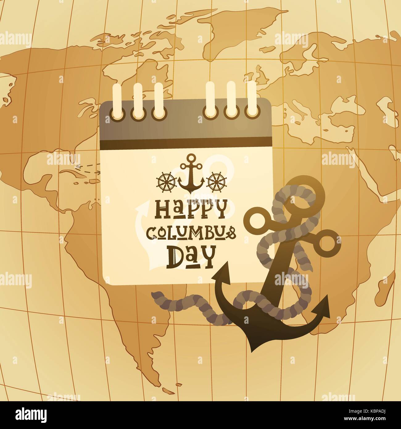 Happy columbus day nord Découvrez l'affiche de la maison de vacances Carte de souhaits retro world map Illustration de Vecteur