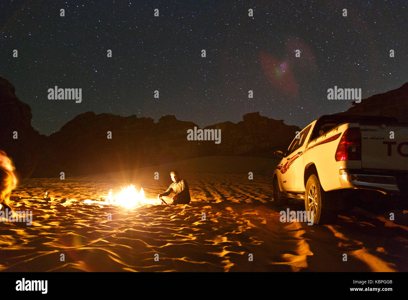 Le wadi Rum la nuit Banque D'Images