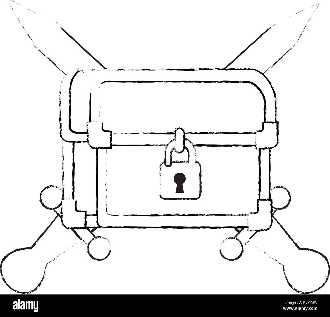 Coffre au Trésor pixélisé d'épées vector illustration design Illustration de Vecteur