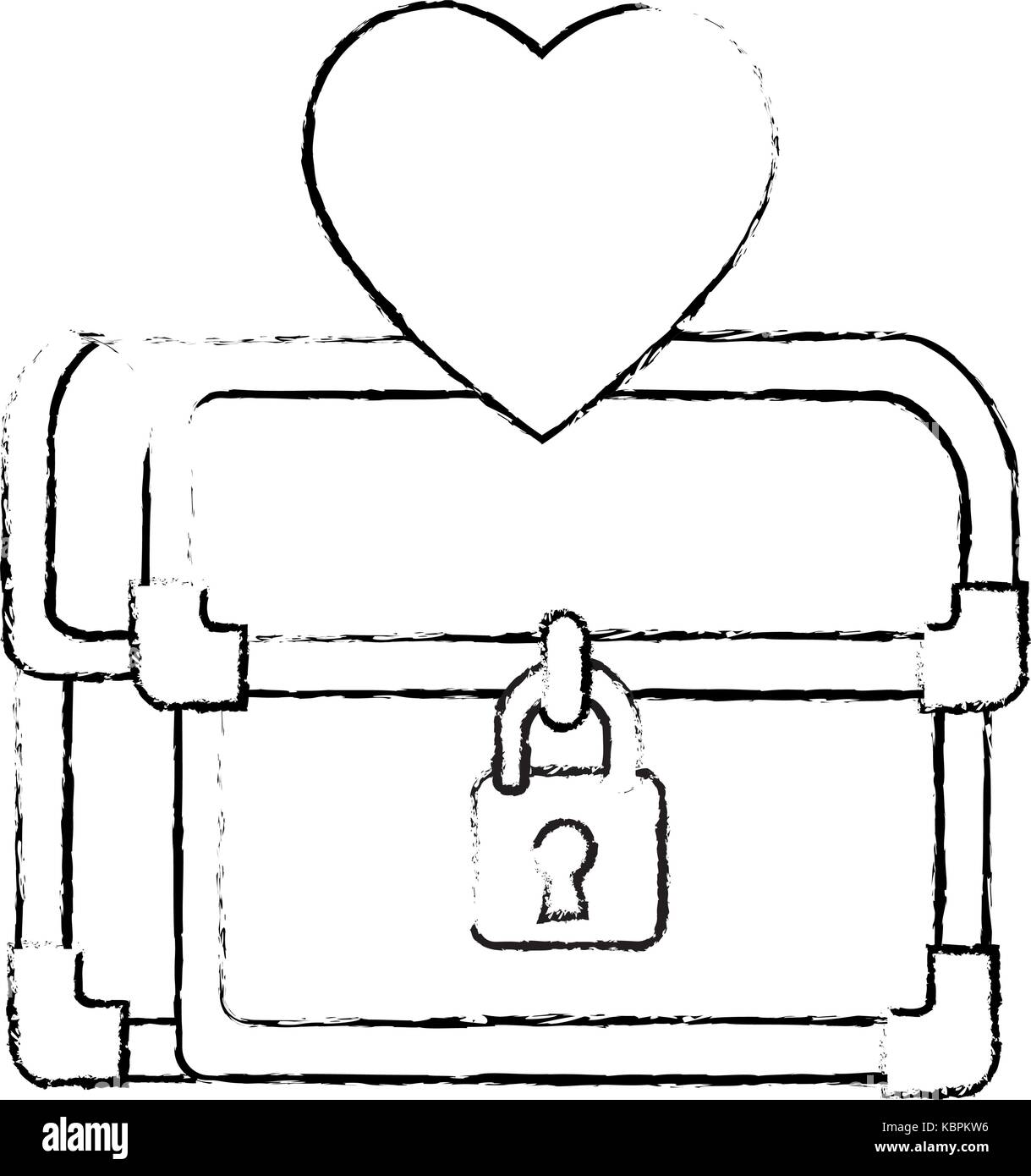 Coffre au Trésor pixélisé avec coeur vector illustration design Illustration de Vecteur