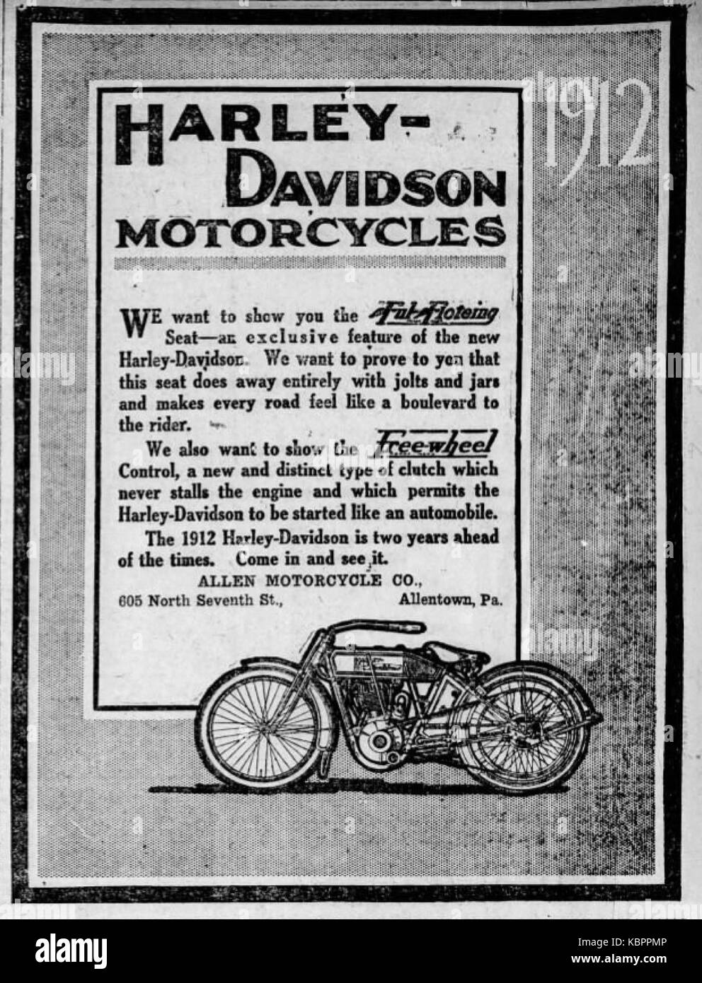 Allen 1912 Motorcycle Company Ad 12 Avr MC Allentown PA Banque D'Images