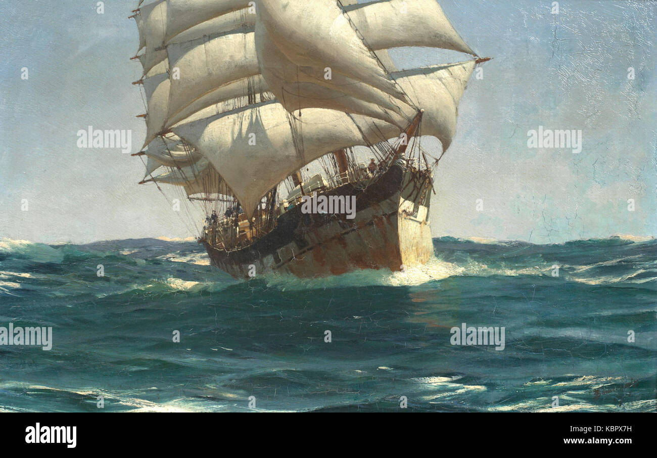 Thomas Somerscales une tondeuse en marche avant que le vent (1901) Banque D'Images