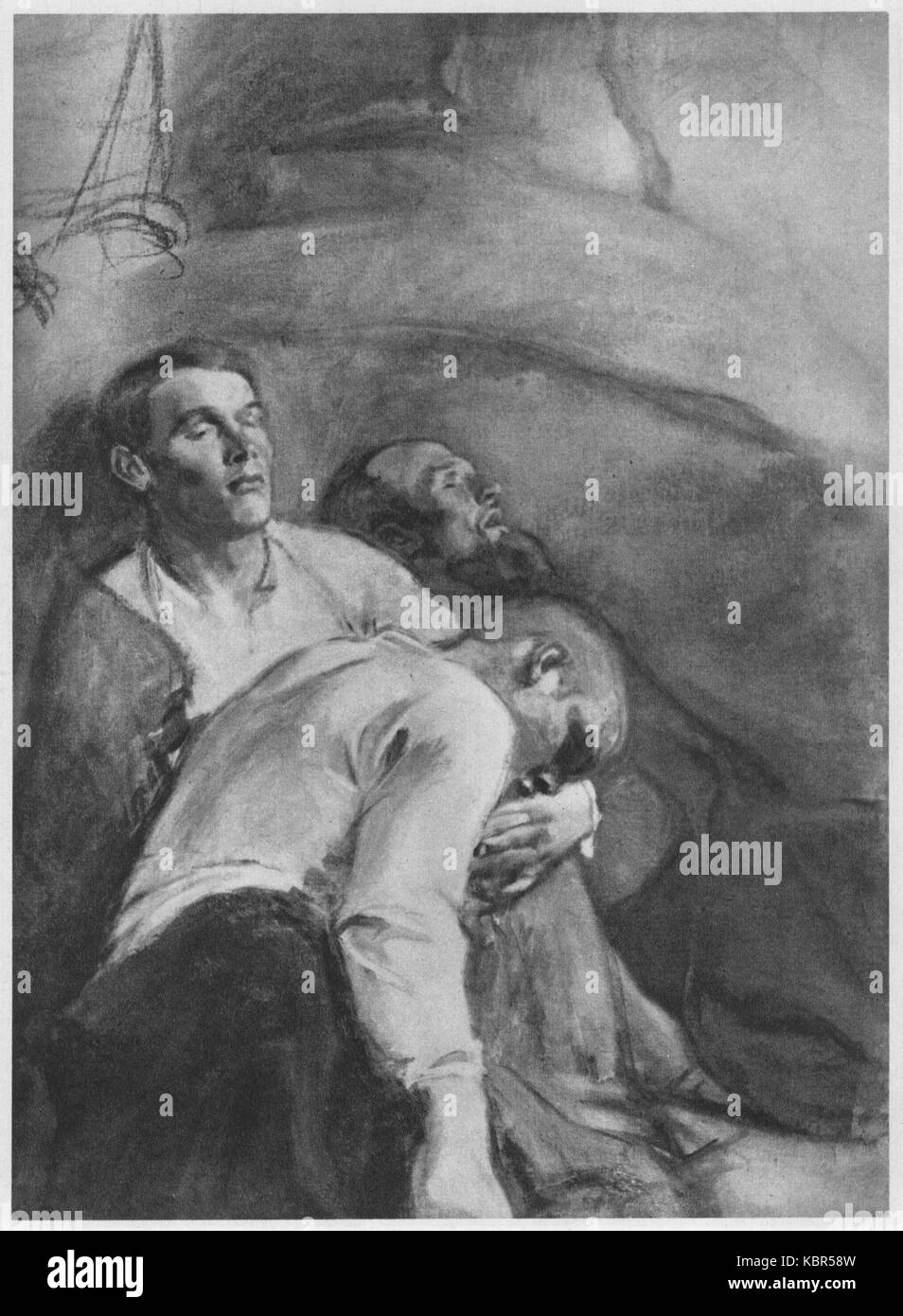 « Gethsémani » de Magnus Enckell est une peinture religieuse symbolique représentant le Christ dans la prière avant son arrestation. L’œuvre reflète l’intensité émotionnelle et la solitude spirituelle. Banque D'Images