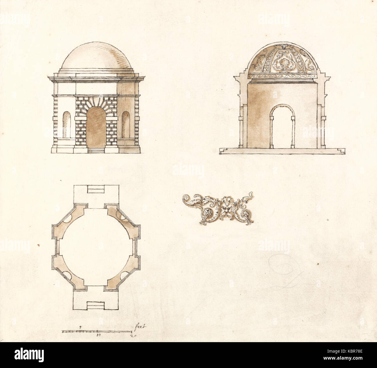 Le temple Octagon de Shotover Park, conçu par William Kent, est un exemple de l'architecture paysagère britannique du XVIIIe siècle. Cette structure est connue pour sa conception octogonale symétrique et son rôle dans le jardinage paysager. Banque D'Images