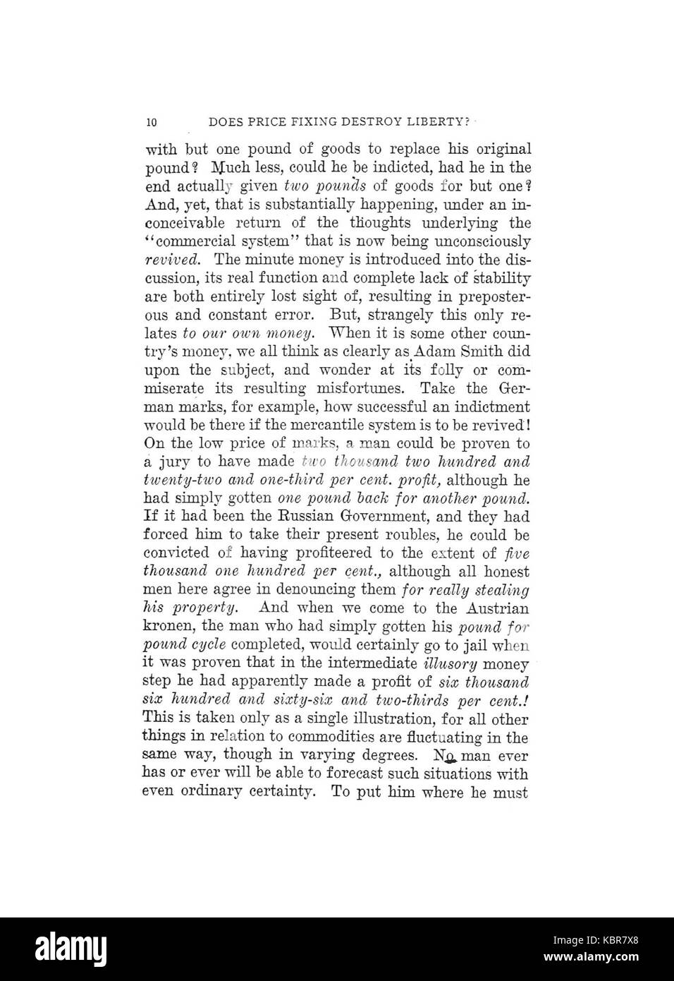 Ce rapport de 1920 d'Earle examine l'impact de la fixation des prix sur la liberté économique, abordant l'intersection du contrôle du marché et de la liberté individuelle. Banque D'Images