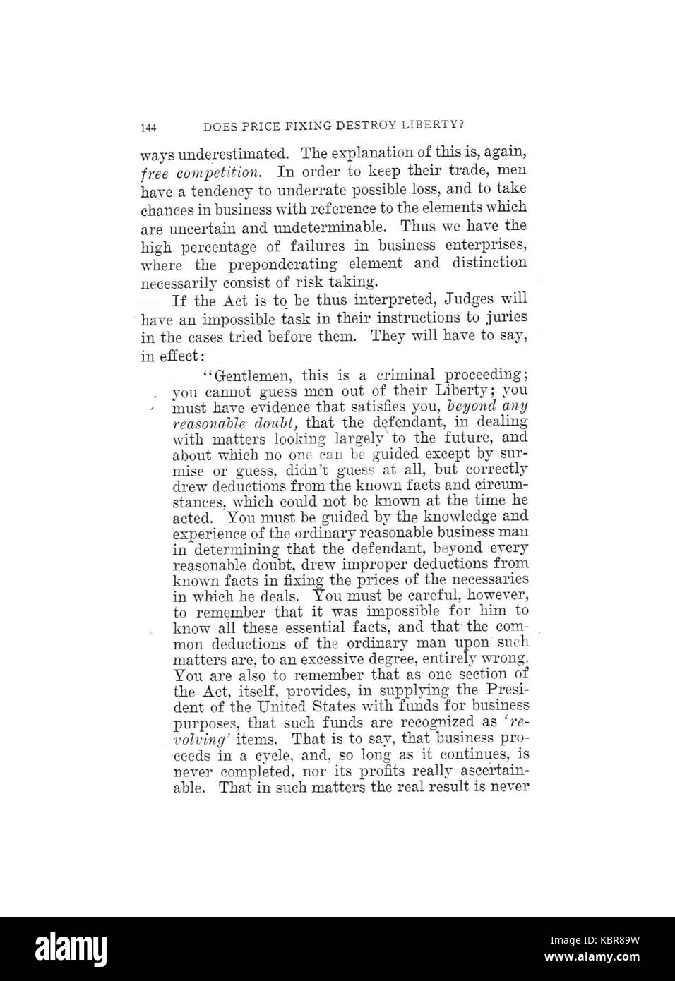 Earle, la fixation des prix ne détruire la liberté, 1920, 144 Banque D'Images
