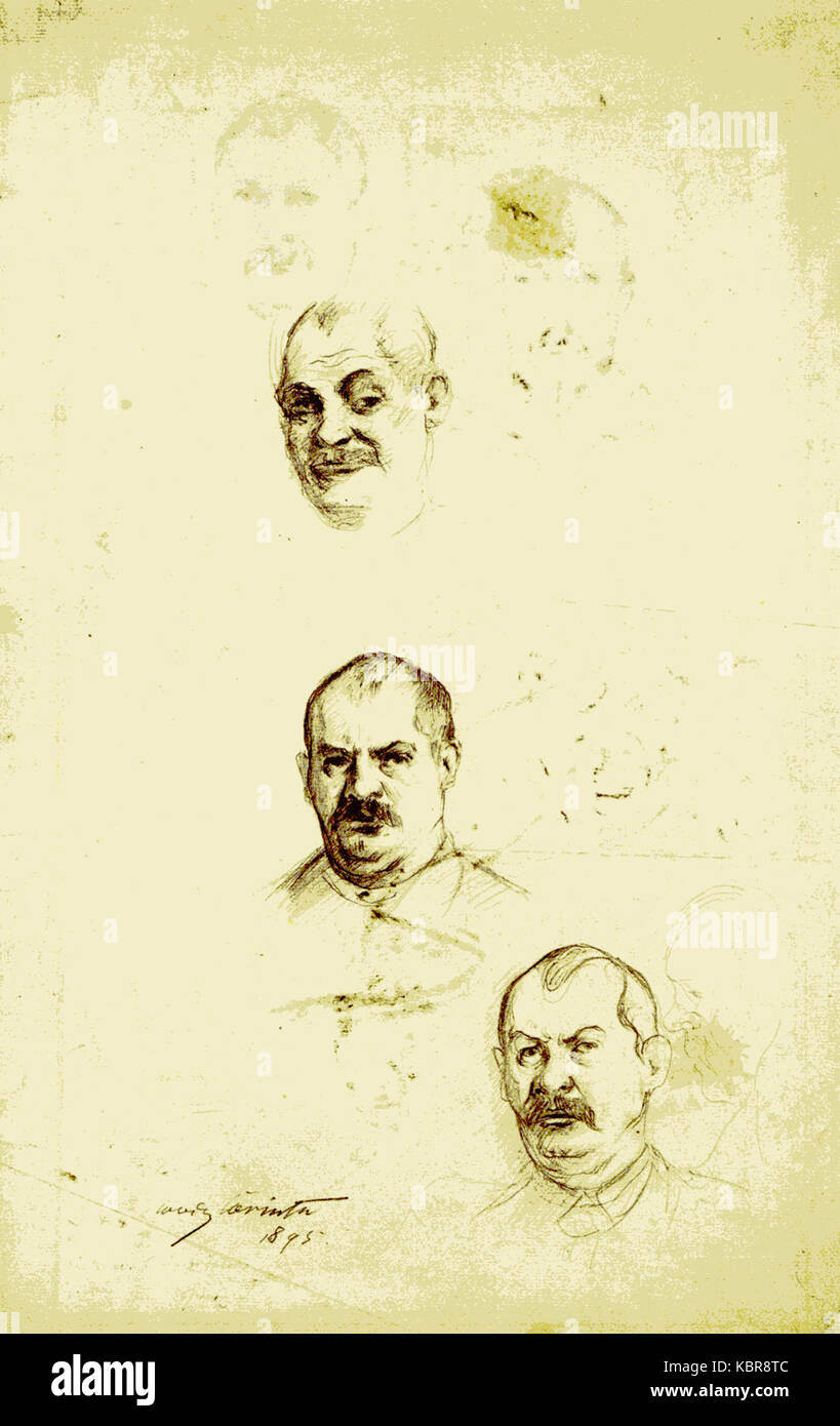 Lovis Corinth Selbstbildnisse Studienblatt auf einem 1895 Banque D'Images