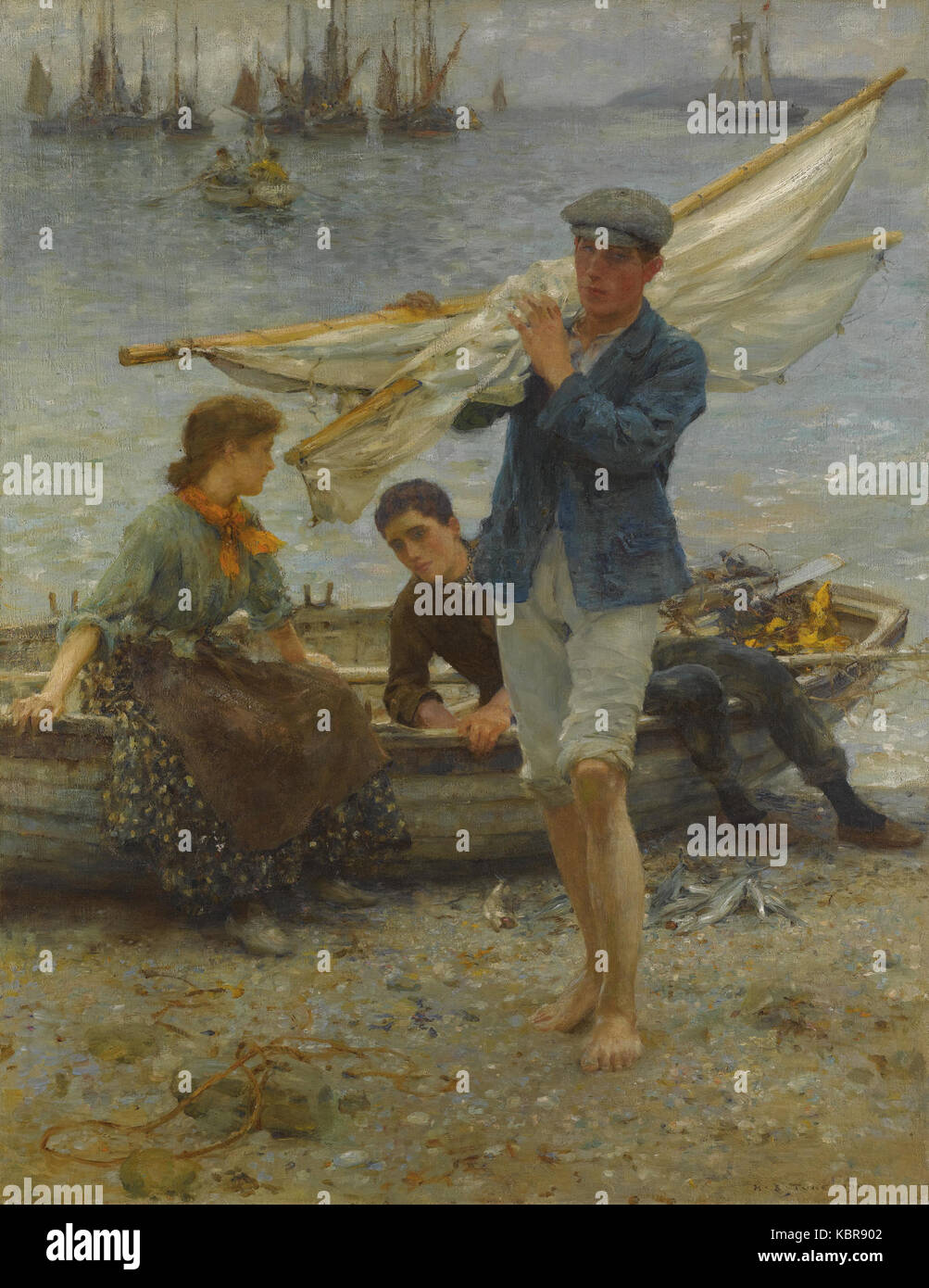 Henry Scott Tuke Retour de pêche (1907) Banque D'Images