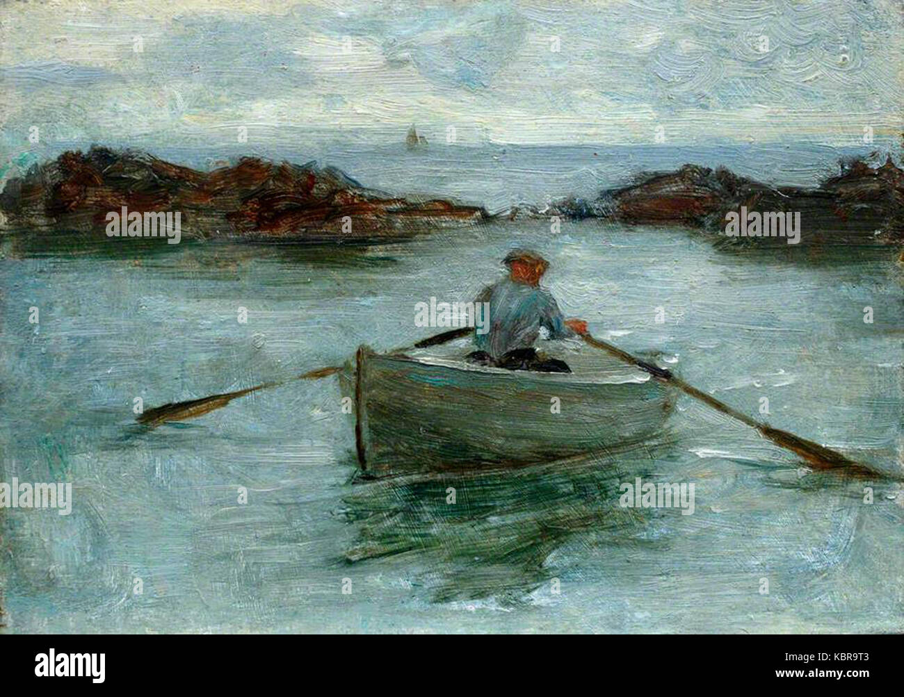 Henry Scott Tuke Man Rowing un canot Banque D'Images