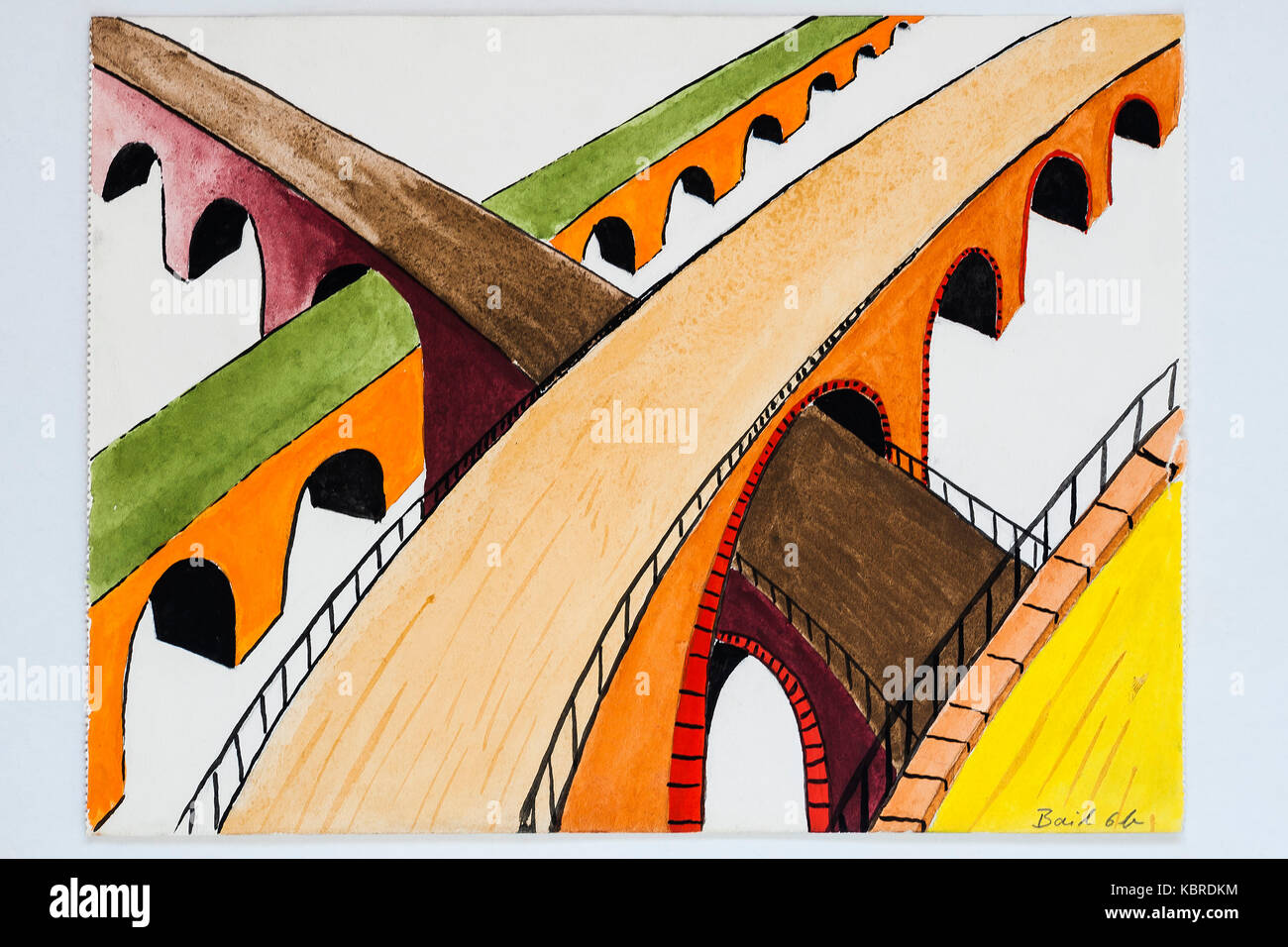 Ponts d'arche, dessin, dessin pour enfants, 12 ans, Allemagne Banque D'Images