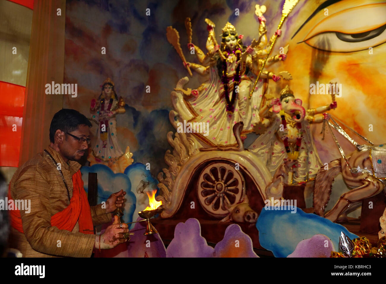 Le durga puja festival & idole magnifique déesse Durga Banque D'Images