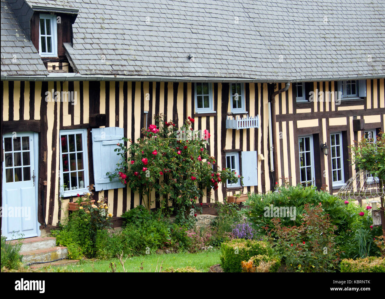 Maisons à colombages Pierrefitte-en-Auge Calvados Normandie France Banque D'Images