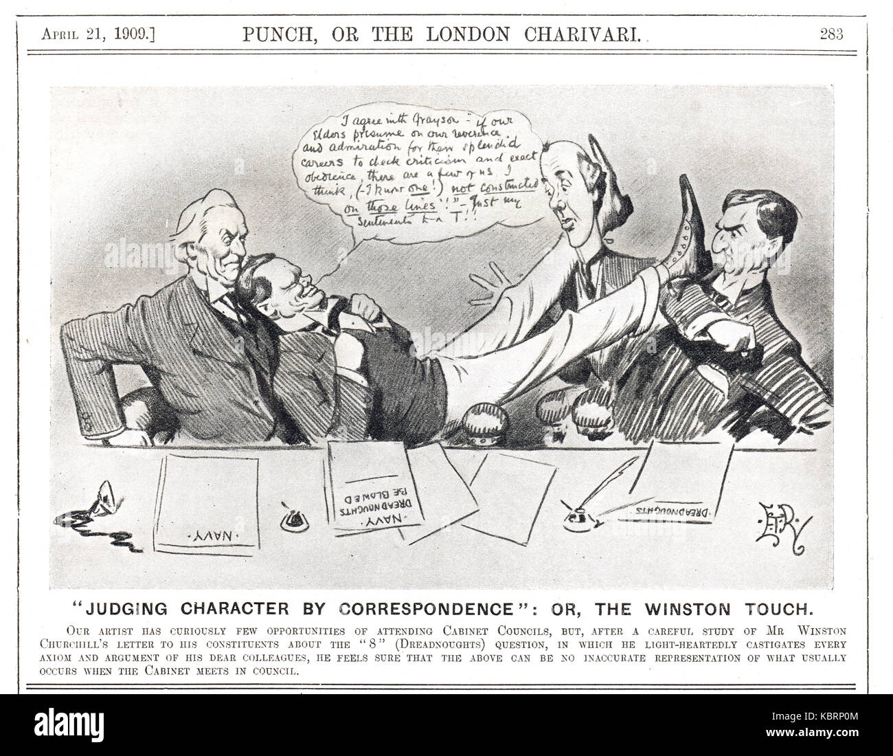 Winston Churchill au cabinet, punch 1909 Banque D'Images