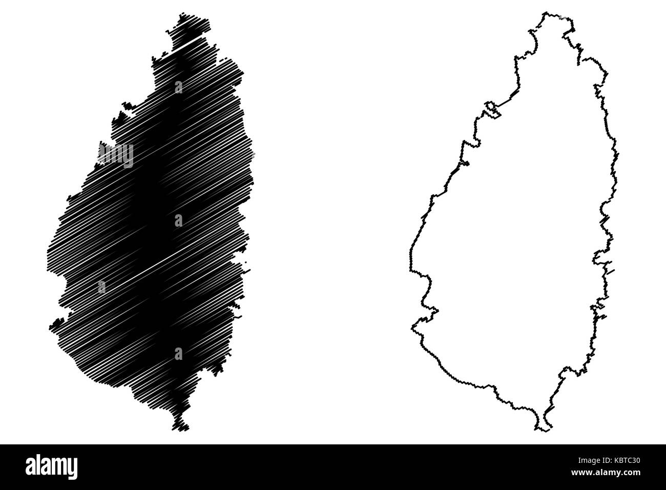 Carte de l'île Sainte-Lucie, illustration vectorielle scribble sketch Sainte-Lucie Illustration de Vecteur