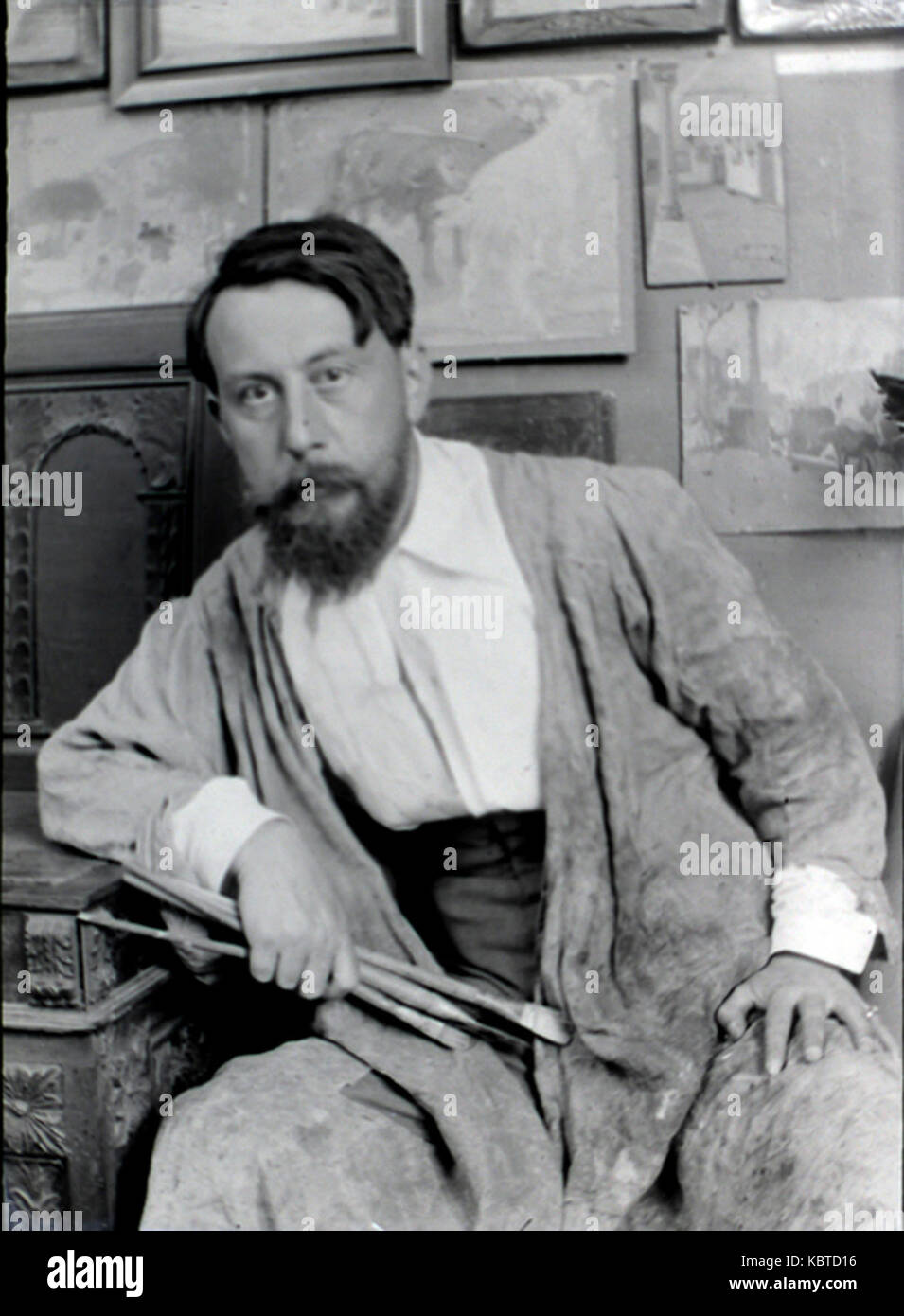 Autoportrait de Baldomer Gili Roig, mettant en valeur l'expression personnelle et le style artistique de l'artiste. Banque D'Images