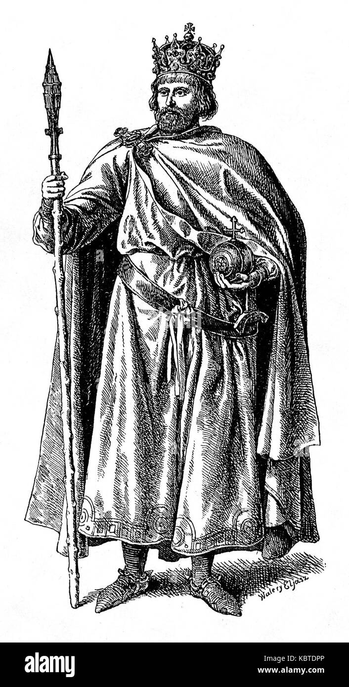 Une peinture de Walery Eljasz-Radzikowski représentant Kazimierz Ier Odnowiciel (Casimir le restaurateur), roi polonais du XIe siècle, connu pour ses contributions à la restauration de l'État polonais. Banque D'Images