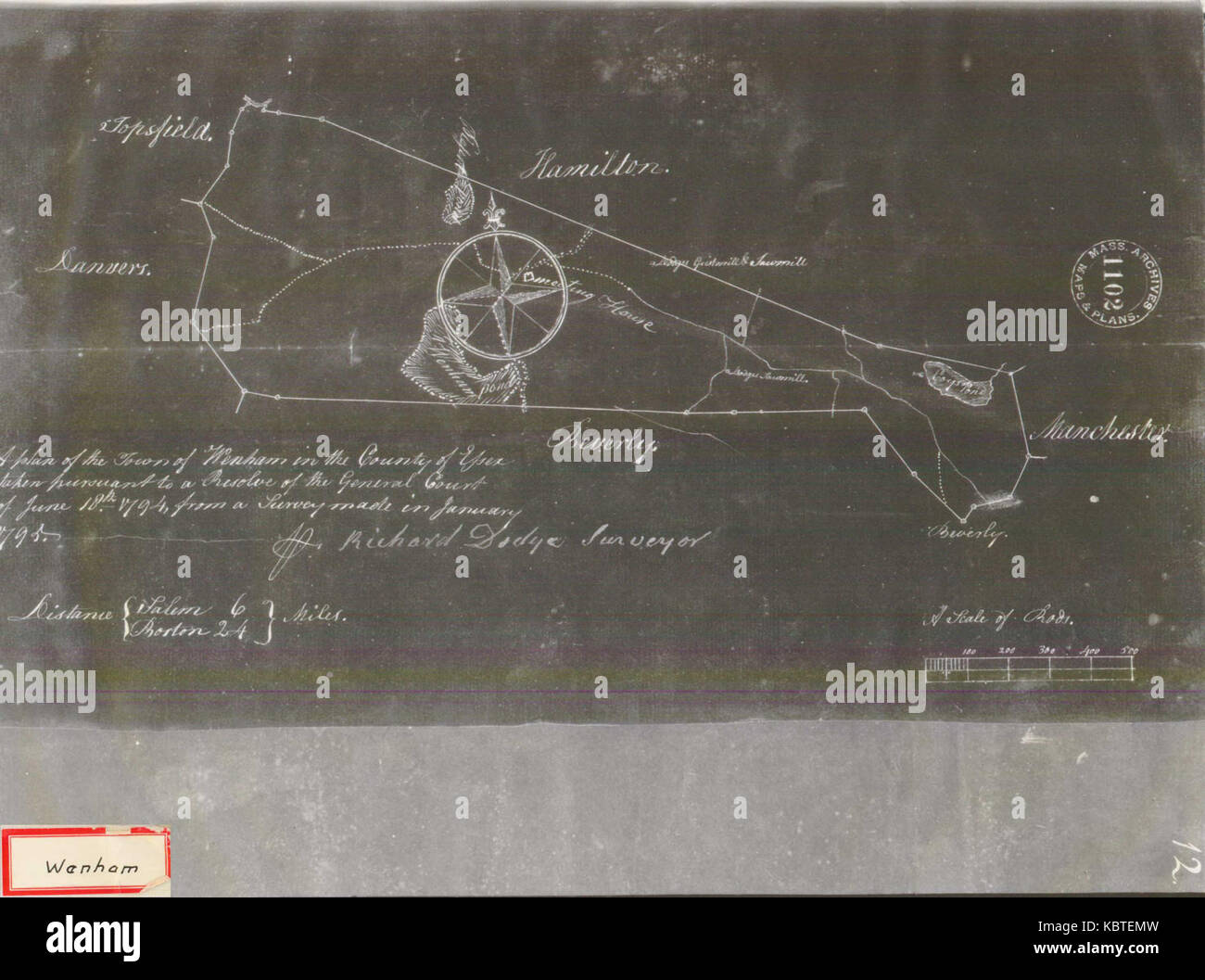 1795 Plan de Wenham Banque D'Images