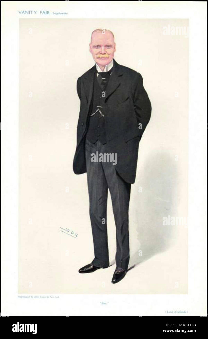 La caricature de James Hozier dans 'Vanity Fair' du 5 mai 1909, dépeint avec humour une figure publique du début du XXe siècle, mettant en valeur le style satirique aigu des célèbres caricatures politiques du magazine. Banque D'Images