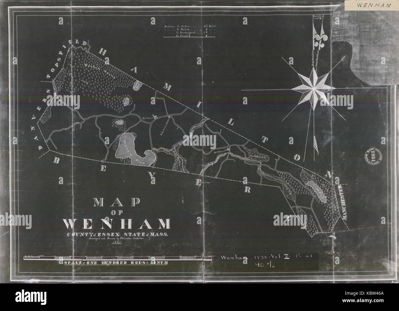 1831 Plan de Wenham Banque D'Images