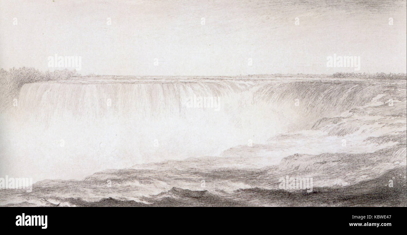 John Henry Hill "Chutes du Niagara", graphite sur papier Banque D'Images