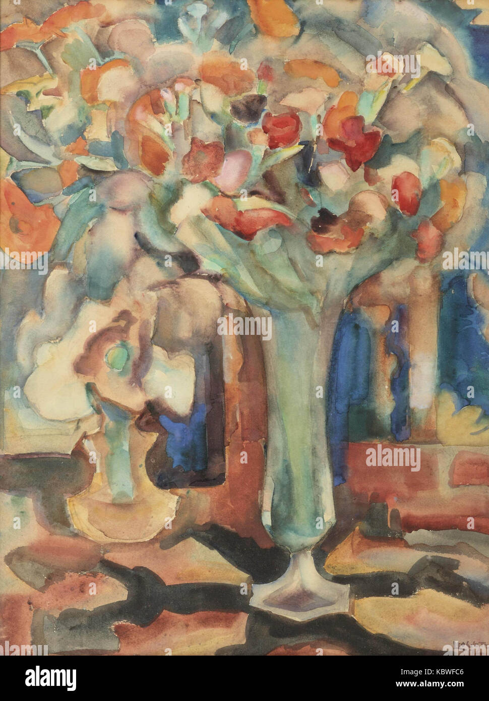 Leo Gestel Nature morte avec fleurs dans un vase de verre 1917 Banque D'Images