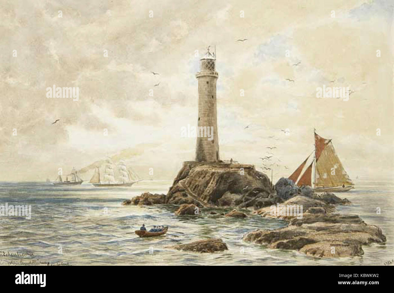 Eckenbrecher Themistokles von und mit Segelschiffen Lands End Leuchtturm Banque D'Images