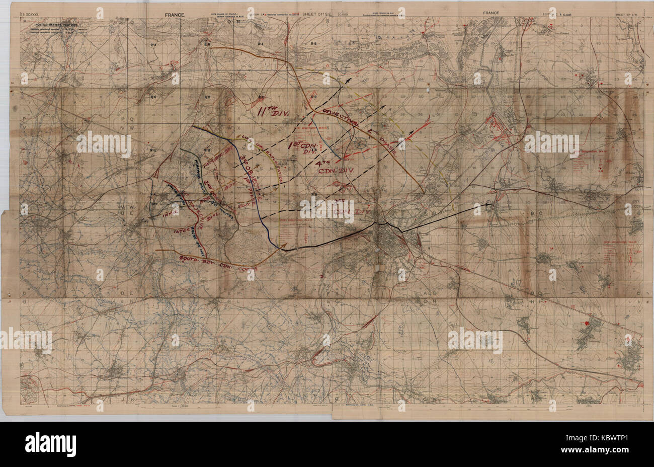 Bataille Du Canal Du Nord Carte Tactique Sept 1918 Photo Stock Alamy