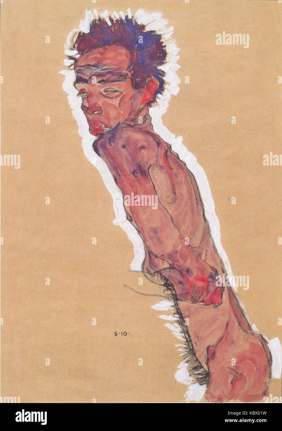 Egon Schiele 1910 Aktselbstildnis Banque D'Images