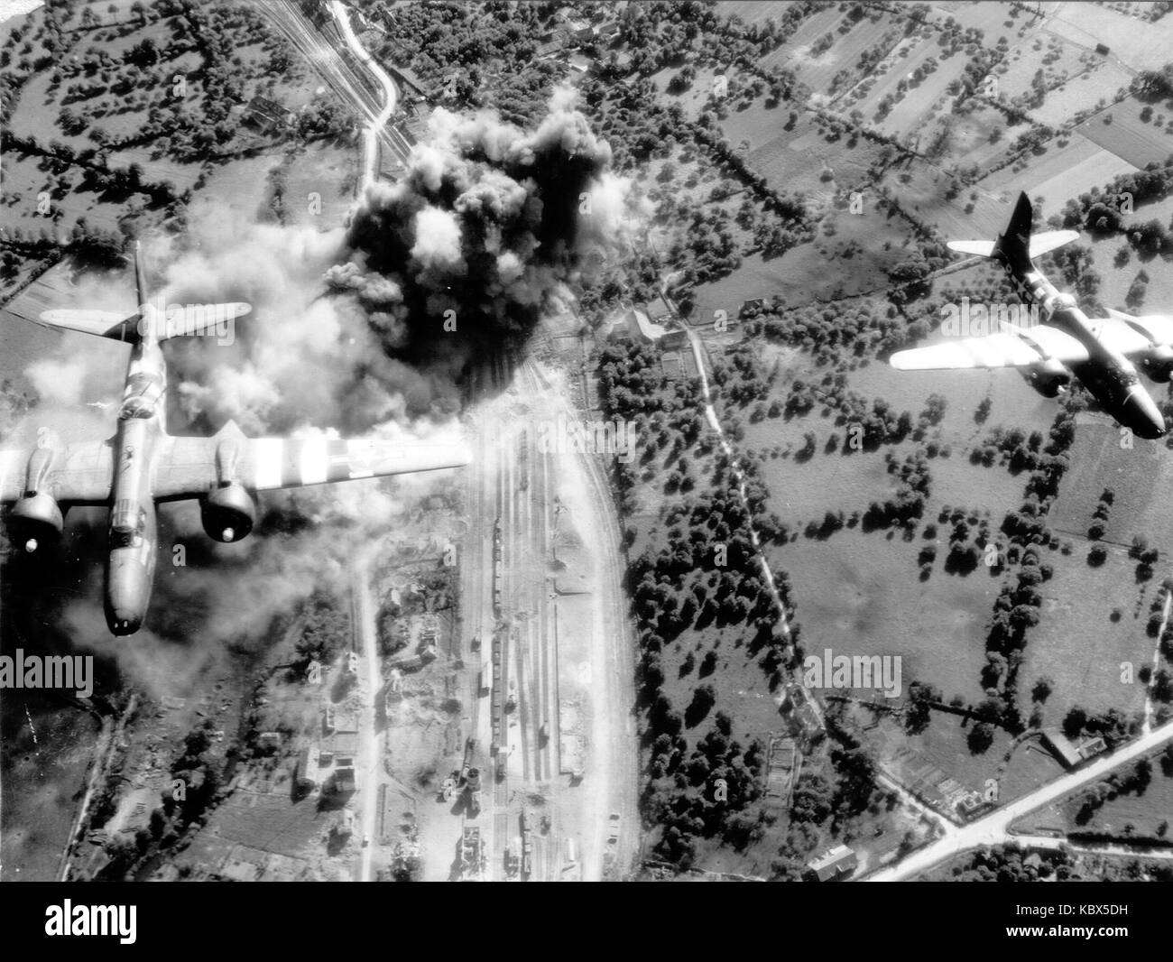 Photographie aérienne des bombardements alliés pendant la seconde guerre mondiale Banque D'Images