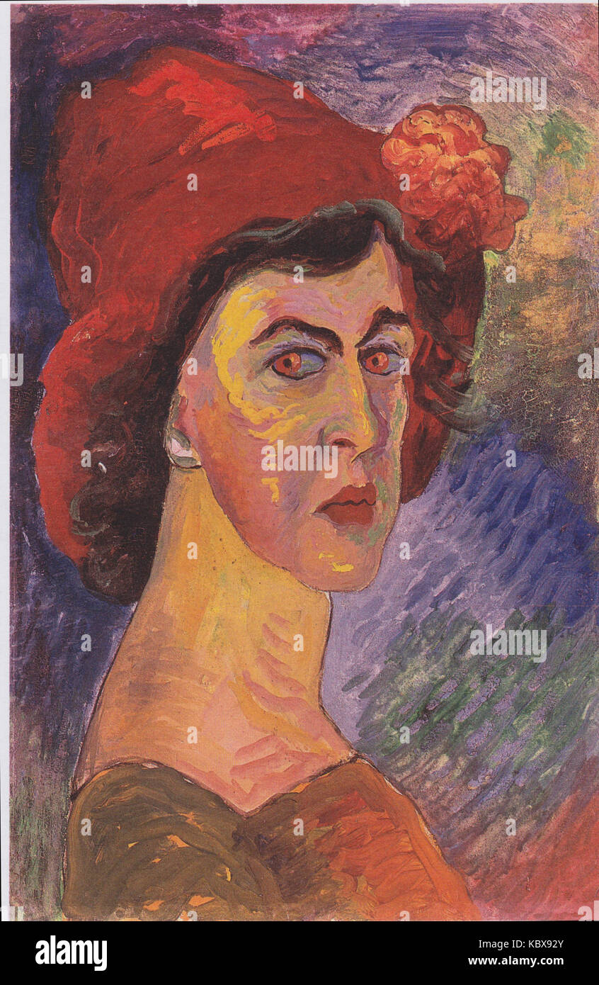 'Selbstbildnis' (Autoportrait) de Marianne von Werefkin met en valeur la représentation personnelle de l'artiste à travers la peinture, reflétant son style artistique et son expression personnelle dans le cadre de l'européen du début du XXe siècle Banque D'Images