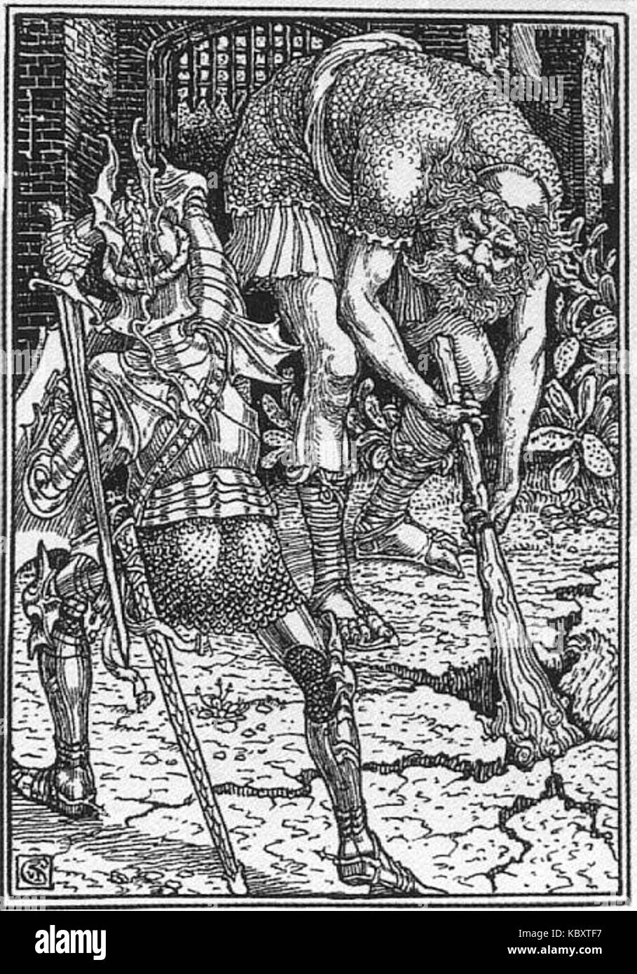 Walter Crane Le Roi Arthur et le géant livre I, Canto VIII Banque D'Images