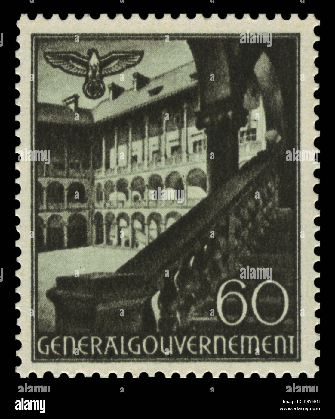 Une image historique de la période du gouvernement général (1940-1949) montrant Burghof, situé à Cracovie, en Pologne, pendant la seconde Guerre mondiale sous occupation allemande. Banque D'Images