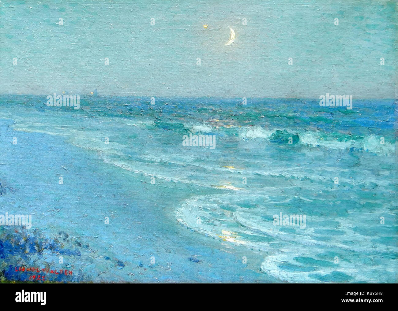 'Crépuscule, étoile du soir et croissant de lune...' par Lionel Walden, 1925 Banque D'Images