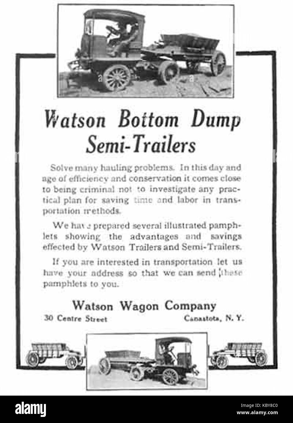 Watson 1918 Tractortruck semi-remorque Banque D'Images